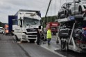 Schwerer LKW VU PKlemm A 4 Rich Olpe auf der Rodenkirchener Bruecke P120